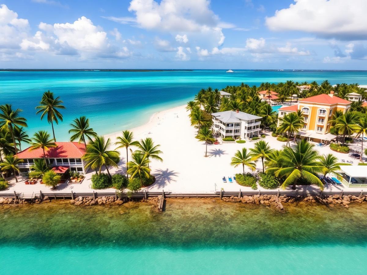 Turquoise water and white sand beach in Nassau, Bahamas